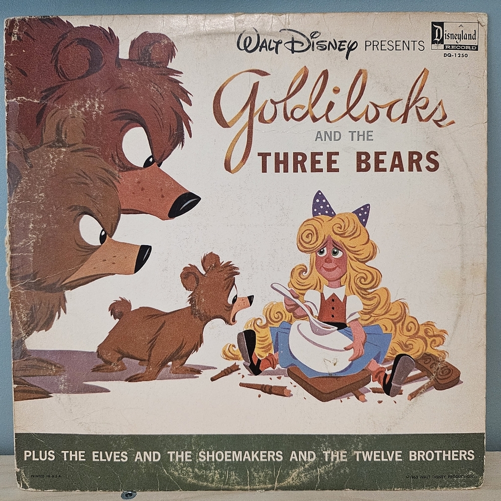 💛 VTG Disney Goldilocks and the three Bears & other stories vinyl record EUC